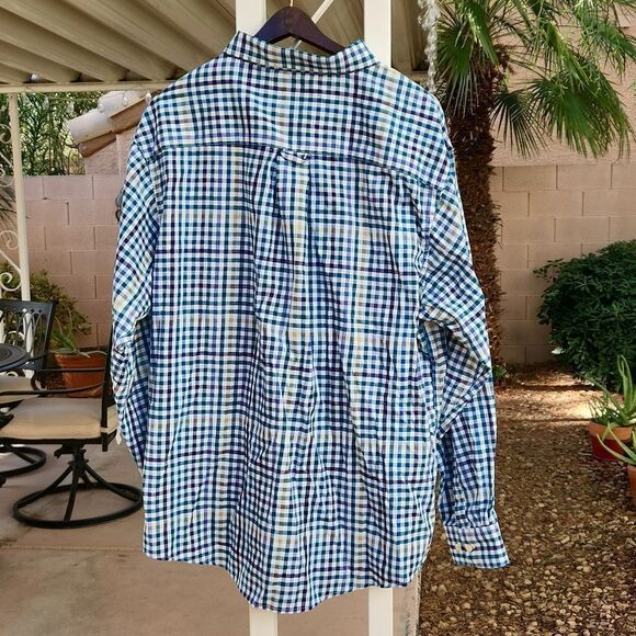5/$15 Haggar Clothing Stretch men's XXL plaid button down business casual shirt - Picture 3 of 5